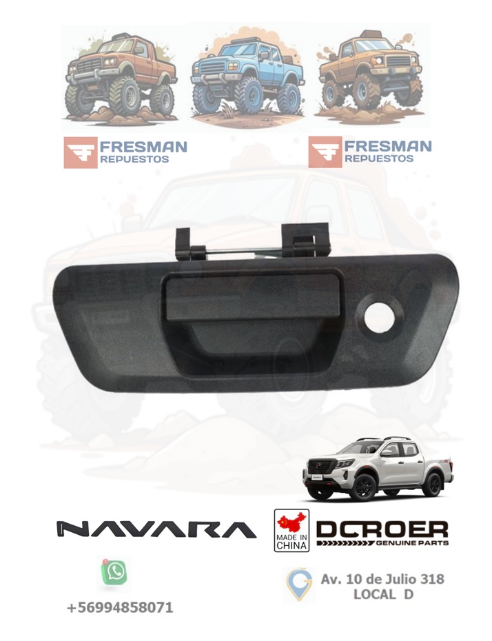 MANILLA PORTALON NEGRA NP300-NAVARA SIN HOYO DE CAMARA 1 MANILLA PORTALON NEGRA NP300-NAVARA SIN HOYO DE CAMARA